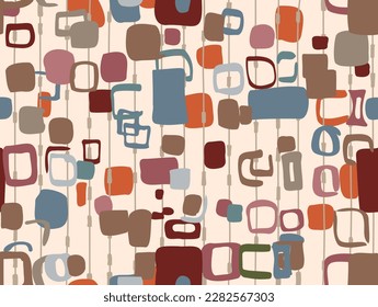 abstract hand made squares and doodle pattern, decorative background for textile, decor, web and stationery