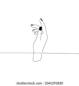 Abstract Hand One Line Drawing Continuous Line Hand Isolated On White Background