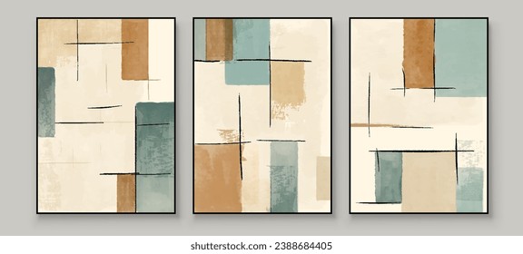 Abstract Hand Paint Art. Illustrations for Wall Decoration Print, Postcard, Social Media Banner, Brochure Cover Design or Background. Modern Abstract Painting Artwork. Vector Pattern