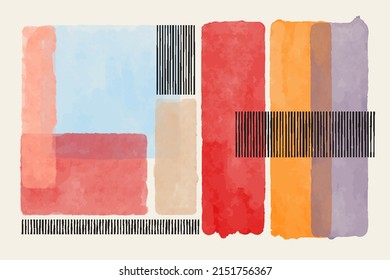 Abstract Hand Painted Background Illustrations for Wall Decoration Art, Postcard, Social Media Banner, Brochure Cover Design Background. Modern Abstract Painting Artwork. Vector Pattern