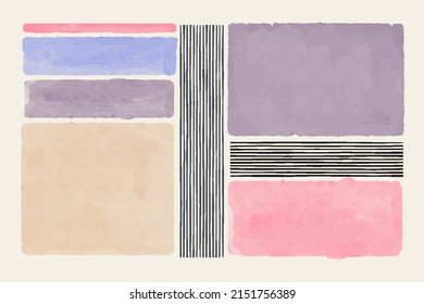 Abstract Hand Painted Background Illustrations for Wall Decoration Art, Postcard, Social Media Banner, Brochure Cover Design Background. Modern Abstract Painting Artwork. Vector Pattern