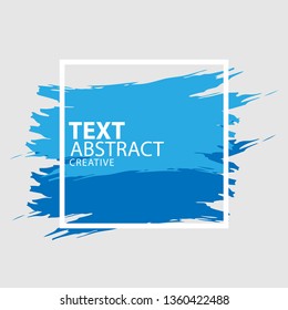 Abstract hand painted background textured ink brush Blue with frame - Vector