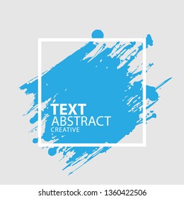 Abstract hand painted background textured ink brush Blue with frame - Vector
