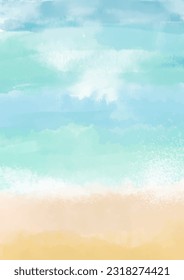 Abstract hand painted beach themed watercolour background