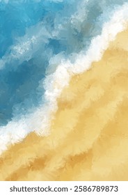 Abstract hand painted beach themed sand and sea background design