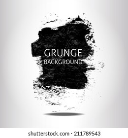 abstract hand painted black watercolor ink brush grunge stain vector background
