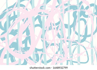 Abstract Hand Painted Blue , Pink And White Background