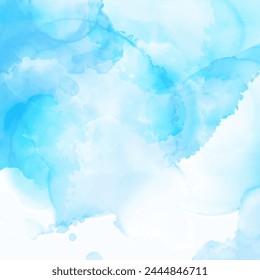 Abstract hand painted blue watercolour background