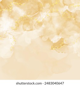 Abstract hand painted elegant alcohol ink background with gold glitter elements