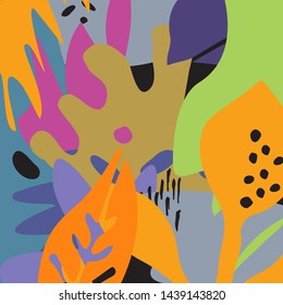 Abstract hand painted floral texture for greeting card templates or social media background. Vector design.
