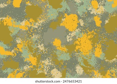 Abstract hand painted grunge texture design. Green and yellow brush stroke drops splatter texture