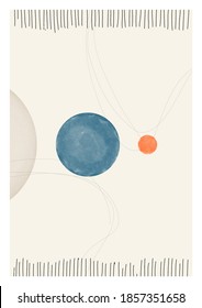 Abstract Hand Painted Illustration in Minimal Style for Postcard, Social Media Banner, Brochure Cover Design or Wall Decoration Background. Vector Illustration