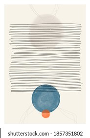Abstract Hand Painted Illustration in Minimal Style for Postcard, Social Media Banner, Brochure Cover Design or Wall Decoration Background. Vector Illustration