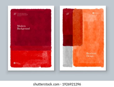 Abstract Hand Painted Illustrations for Wall Decoration, Postcard, Brochure template layout design. Corporate business annual report, catalog, magazine, brochure, flyer mockup