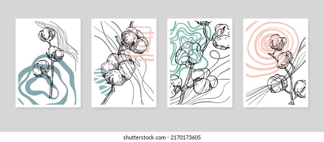 С abstrakte, handgemalte Illustrationen für die Wanddekoration, Postkarte, Banner für Social Media, Hintergrund für das Design der Broschüre. Moderne abstrakte Malerei. Vektormuster