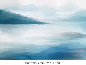 Abstract hand painted minimal seascape landscape background