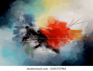 Abstract hand painted modern art canvas design background
