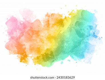 abstract hand painted rainbow coloured watercolour splatter design