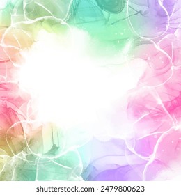 Abstract hand painted rainbow coloured alcohol ink background 