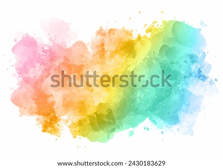 abstract hand painted rainbow coloured watercolour splatter design