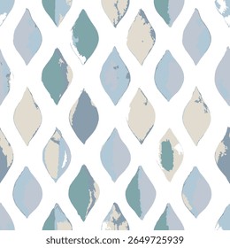 Abstract Hand Painted Seamless Pattern with blue, light blue, beige, elements stock illustration, geometric pattern 