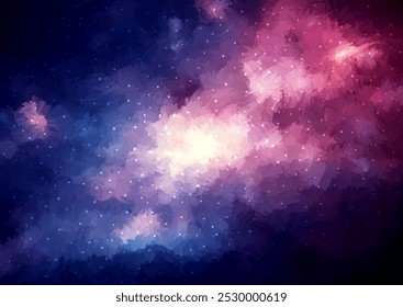 Abstract hand painted starry night sky background with galaxy