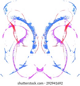 Abstract hand painted string-pull watercolor ink rorschach. EPS 10 Vector Background