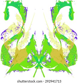 Abstract hand painted string-pull watercolor ink rorschach. EPS 10 Vector Background
