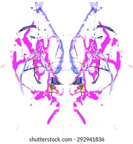 Abstract hand painted string-pull watercolor ink rorschach. EPS 10 Vector Background