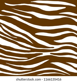 Abstract hand painted striped brown background. Vector animal zebra skin. Seamless pattern.