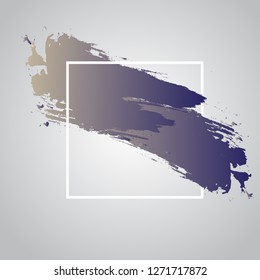 Abstract hand painted textured gray and blue ink brush, perfect watercolor design for beauty headline, logo and sale banner with geometric frame, Vector illustration eps 10 