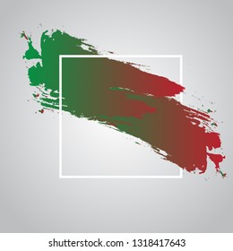 Abstract hand painted textured green and red ink brush, perfect watercolor design for beauty headline, logo and sale banner with geometric frame, Vector illustration eps 10 