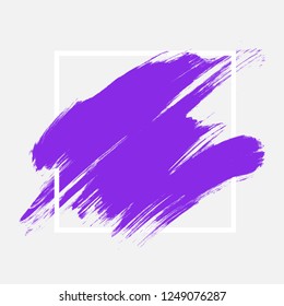 Abstract hand painted textured ink brush background with geometric frame, isolated strokes with dry rough edges.