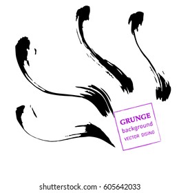 Abstract hand painted textured ink brush background, isolated strokes with dry rough edges.

