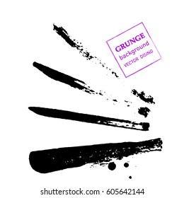 Abstract hand painted textured ink brush background, isolated strokes with dry rough edges

