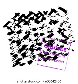 Abstract hand painted textured ink brush background, isolated strokes with dry rough edges

