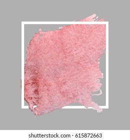 Abstract hand painted textured ink brush background with geometric frame, isolated strokes with dry rough edges