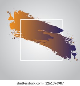 Abstract hand painted textured orange and blue ink brush, perfect watercolor design for beauty headline, logo and sale banner with geometric frame, Vector illustration eps 10 
