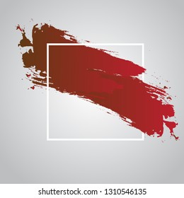 Abstract hand painted textured red ink brush, perfect watercolor design for beauty headline, logo and sale banner with geometric frame, Vector illustration eps 10 