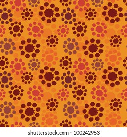 Abstract hand painted textured vector seamless pattern in clear orange, yellow and brown