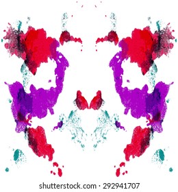 Abstract hand painted watercolor ink rorschach.  EPS 10 Vector Background