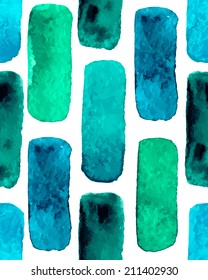 abstract hand painted watercolor vector isolated green bricks pattern background