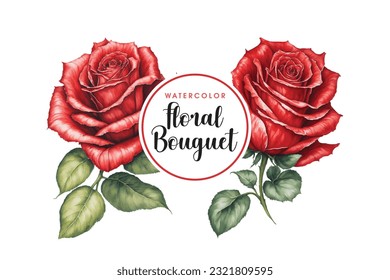 Abstract Hand Painted Watercolor,Watercolor Wedding concept with flowers.roses elements set,Hand drawn and painted floral Design illustration.