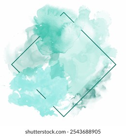 Fundo aquarela pintado à mão abstrato com um quadro em forma de diamante