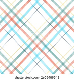 Abstract hand painted watercolour plaid pattern background