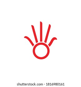 abstract hand palm circle linear symbol logo vector