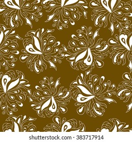 Abstract hand- pattern, deciduous background, can be used for wallpaper, pattern fills, surface textures. Beautiful green leafy background.