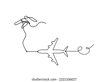  Abstract hand with plane as line drawing on white background	
.Vector