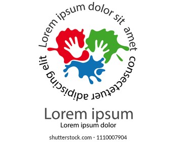 Abstract Hand print modern banner theme logo with primary colors Illustration