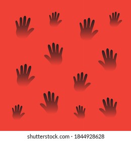 Impresiones manuales abstractas, aisladas en un fondo rojo - ilustración vectorial, EPS 10.